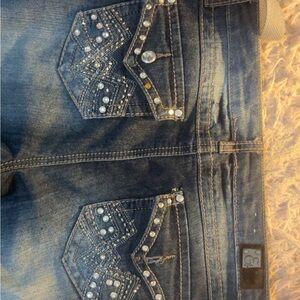 Earl Jeans Blue Rhinestone Embellished Denim